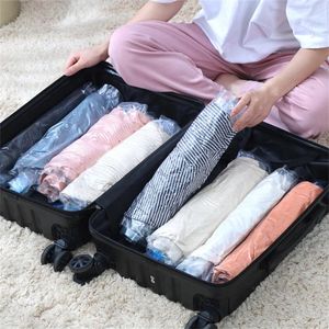 Sacs de rangement 10 pièces vêtements Compression main roulant sous vide Transparent vêtements sac d'emballage gain de place pour voyage à domicile