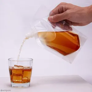 Sacs de stockage 10pcs jetables protection de l'environnement transparent liquide sac potable poches buse d'aspiration lait thé boisson jus