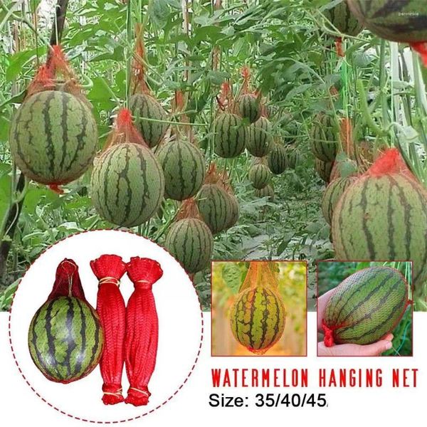 Sacs de stockage 10pcs Fruits en plastique Mesh Sac Pastèque Melon Grow Protection Serre Net Poignée Nylon Légumes Cordon Han W5O2