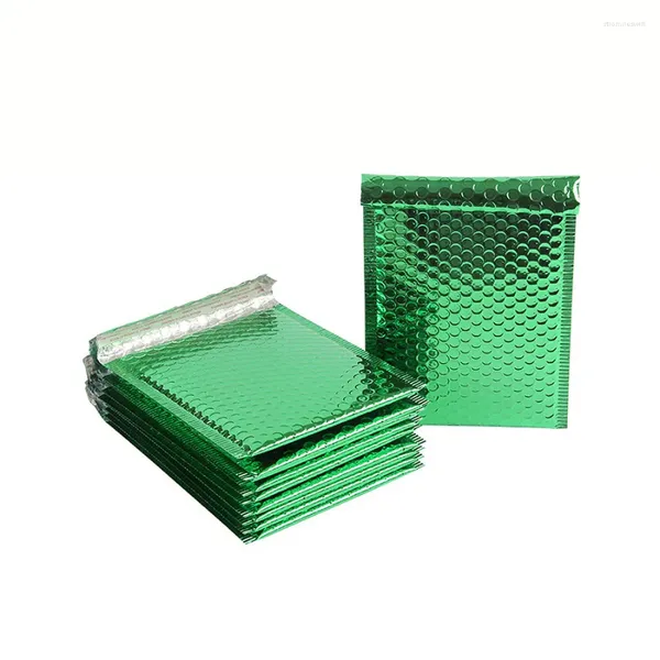 Sacs de rangement 10pcs Mailers verts en papier aluminisé en aluminisé en aluminisé d'emballage de cadeaux postaux