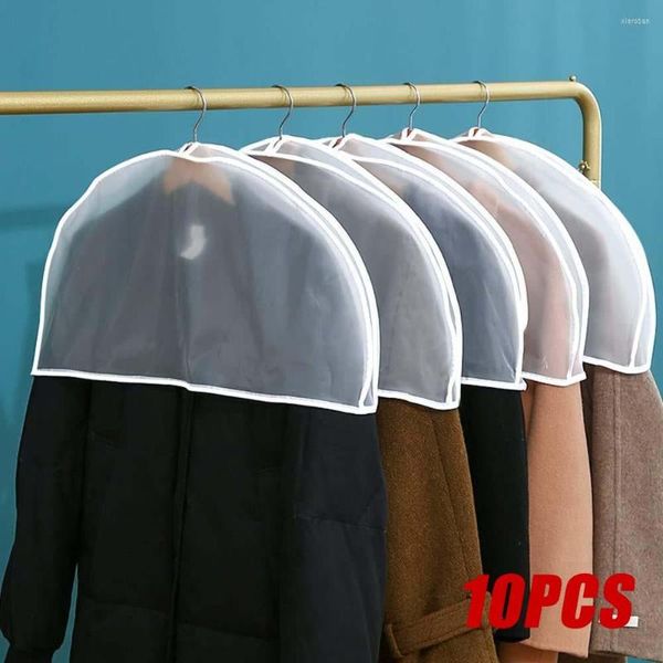 Sacs de rangement 10 pièces demi-vêtements suspendus cache-poussière EVA imperméable costume manteau sac vêtement organisateur garde-robe vêtements