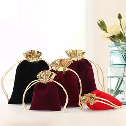 Sacs de rangement 10 pcs/lot vin rouge cordon velours bijoux emballage sac de mariage bonbons cadeau de noël Multi taille