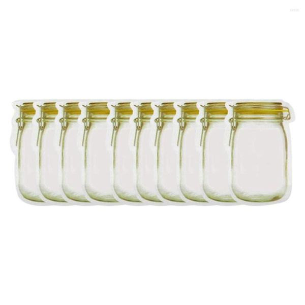 Sacs de rangement 10pcs Mason Jar en forme de nourriture fraîche scellée avec fermeture à glissière