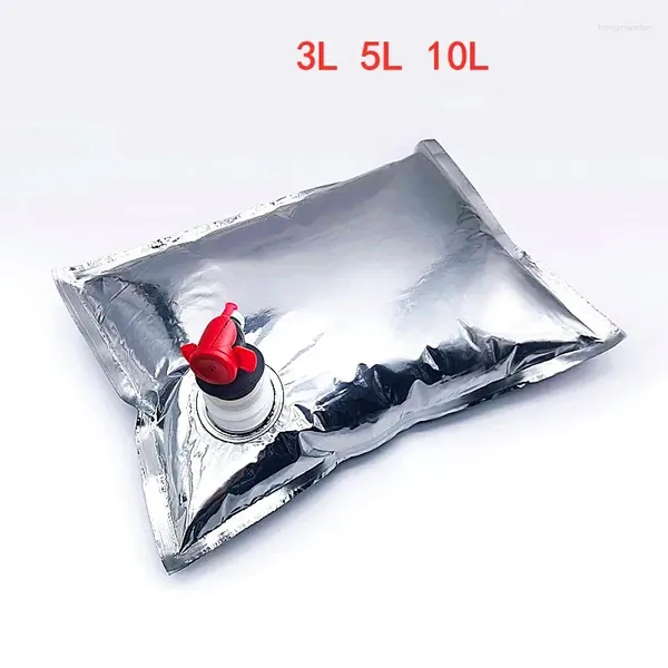 Sacs de rangement 10pcs Sac à vin rouge Foil en aluminium grand 3/5 / 10L avec soupape d'eau liquide sceau de bière Boissons Business Transport Emballage