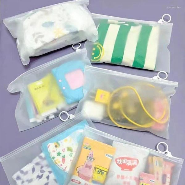 Sacs de rangement 10pcs SAC Clear Sac avec Tab Tab Tab Pintebrush Pine de papeterie Accessoires de voyage Sock Sock Emballage Pouchable RELACIBLE