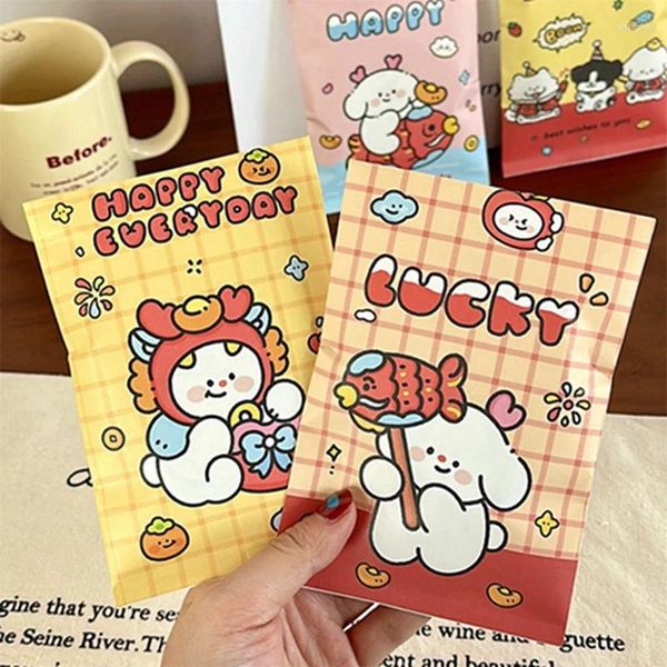 Sacs de rangement 10pcs / ensemble Kawaii Cartoon Paper Paper Sac Gift Shopping Emballage Biscuit Cuisine Cuisine Cuisine Pain Pain Preadage