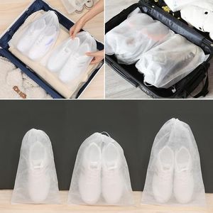 Sacs de rangement 10pcs Chaussures Sac Couvercle de poussière non tissée à coups de poussière DrawString Clear Closet Organizer Travel Portable Pouche de suspension portable