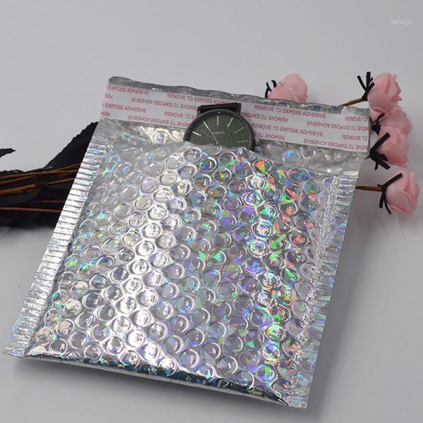 Bolsas de almacenamiento, 10 Uds., sobres láser de burbujas de espesor para empacar ropa, película de papel de aluminio colorido, suministros a prueba de golpes