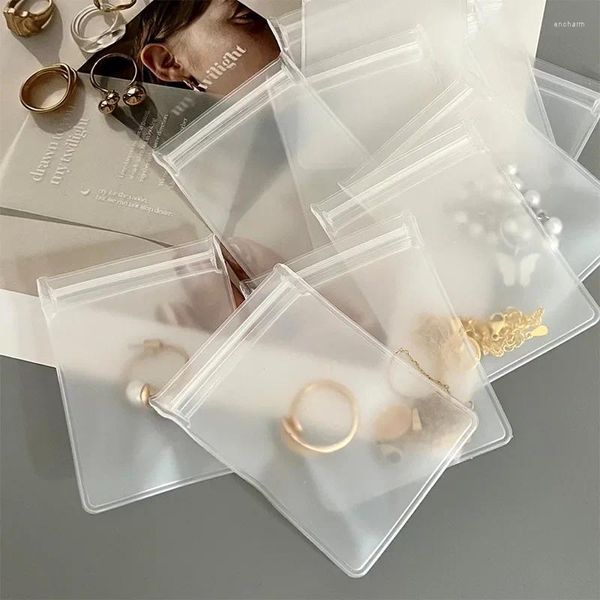 Sacs de rangement 10 pièces Transparent EVA givré fermeture éclair bijoux emballage pochettes bricolage à la main boucle d'oreille collier Bracelet organisateur