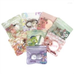 Opbergtassen 10x11cm schattige cartoonpatroon aangepaste cadeau sieraden cosmetica plastic pakket platte mylar zakjes