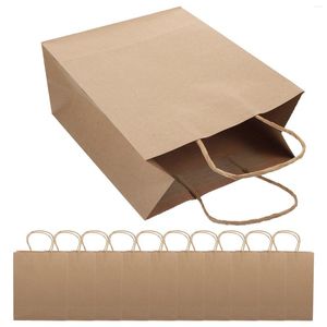 Sacs de rangement 12 pièces poignées marron en vrac petit cadeau papier Kraft Goodie taille emballage faveur de fête