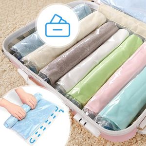 Sacs de rangement 12pcs Compression multifonction sous vide vêtements portables sac scellé transparent pour voyage en plein air