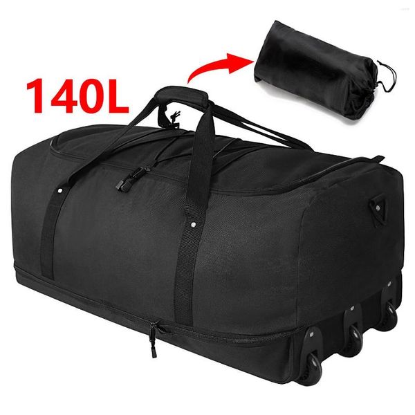 Bolsas de almacenamiento 140L plegable Bolsa de viaje 600D Oxford de oxford de gran capacidad Men equipaje Mujeres con ruedas