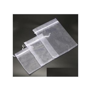 Opbergzakken 15x20cm witte kleur sieraden pakket dstring grote zakjes organza 100 pcs/lot drop levering home tuin huiskeee organisa dhafv