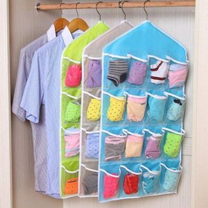 Sacs de rangement 16 poches sac organisateur épais suspendu porte transparente chaussettes murales sous-vêtements cosmétiques placard organisation de la maison