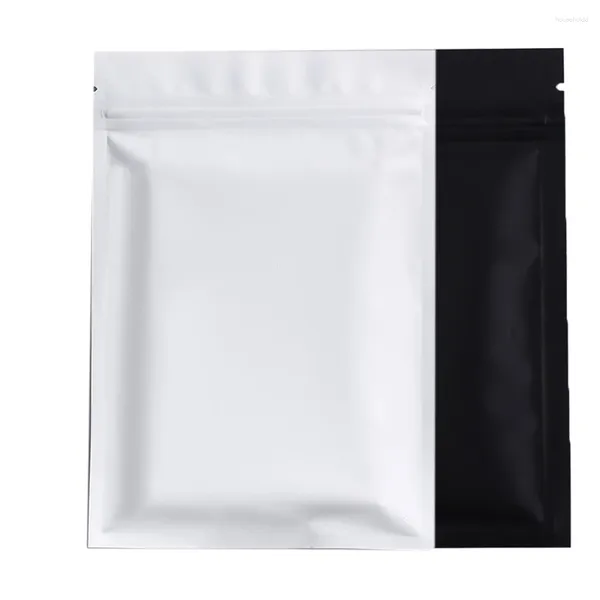 Sacs de rangement 18x26cm Matte blanc noir aluminium Foil sac mylar
