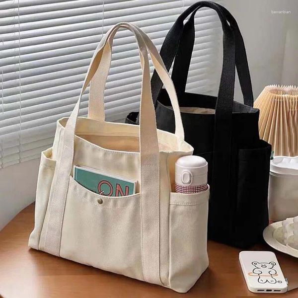 Bolsas de almacenamiento 1pc Bolsa de lona Bolso Bolso de gran capacidad Compras Estilo universitario