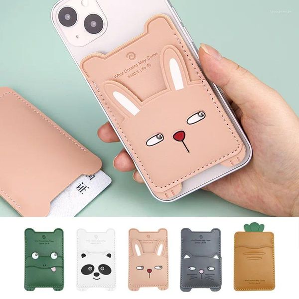 Sacs de rangement 1PC Creative Mignon Animal Forme Cuir Téléphone Retour Autocollant Porte-Carte Mode Kawaii Portable Cas Organisateur Sac