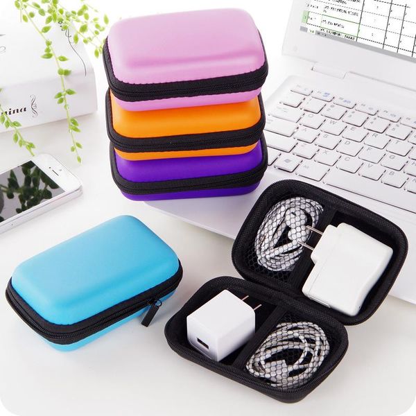Sacs de rangement 1PC Sac d'écouteur Rectangle Mini Portable Fermeture à glissière Étui rigide pour écouteurs Pochette pour câble USB Poche de protection