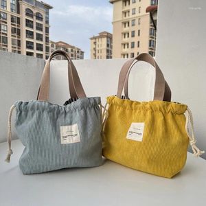 Opbergzakken 1PC Mode Trekkoord Picknick Voedsel Lunchtas Winkelen Kleine handtas Tote Eco Corduroy