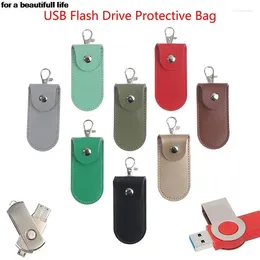 Opbergtassen 1 stc lederen u schijf beschermende hoes sleutelhouder zwarte tas kisten voor USB Flash Drive Pen Home Organisatie