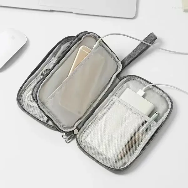 Sacs de rangement 1pc marine / rose / noir / gris voyage portable sac de produit numérique câble de données USB organisateur casque charge boîte au trésor