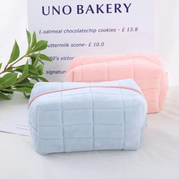 Bolsas de almacenamiento 1pc rosa/blanco/diseño de almohada de almohada cosmética caja de lápiz de lápices bolígrafo estudiante de gran capacidad