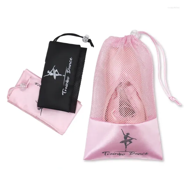 Sacs de rangement 1pc rose blanc sac de danse chaussures pochette ballet organisateur sac à main pochettes satin chaussure