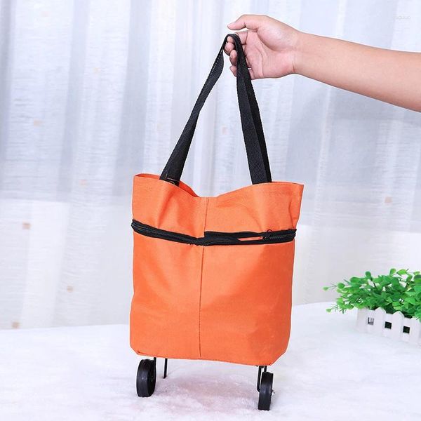 Bolsas de almacenamiento 1 unid portátil multifuncional Oxford tela plegable Tote carrito de compras bolsa reutilizable Colorfu Supermercado Ambiental