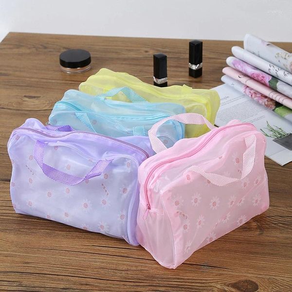 Sacs de rangement 1pc PVC transparent sac cosmétique maquillage clair pour femmes fille imperméable à l'eau fermeture éclair beauté voyage sac à main de toilette