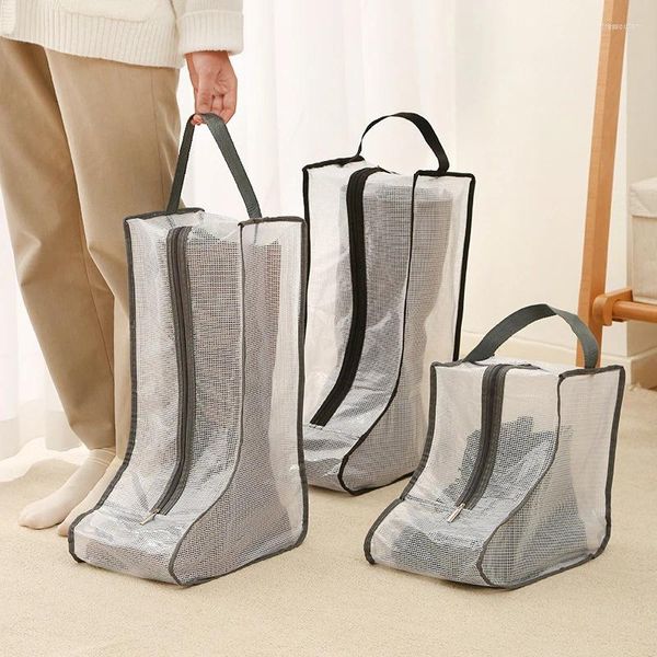 Sacs de rangement 1PC PVC bottes anti-poussière imperméables avec fermeture à glissière organisateur de chaussures transparent pour chaussures de voyage à domicile pochettes de protection