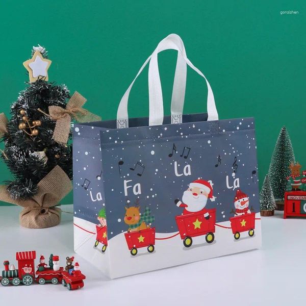 Bolsas de almacenamiento 1 unid Año Navidad Tela no tejida Tote Candy Gift Packaging Santa Claus Kids Holiday Happy Party Favors