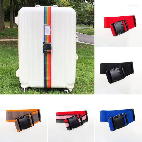 Sacs de rangement 1 pièces sangle de bagage réglable ceinture croisée emballage valise de voyage boucle de verrouillage en Nylon ceintures de bagages accessoires de sac de Camping