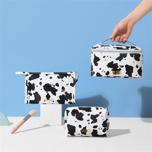 Sacs de rangement 1 pièces PU sac cosmétique Ins vent vache motif Portable voyage lait BagStorage