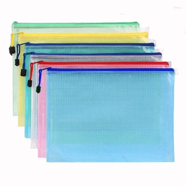 Sacs de rangement 1PCS Fichier de papeterie Fichier Mesh Mesh Zipper Pouche A4 A5 A6 A3 Document Sac Foldères de bureau d'école Supplies de bureau