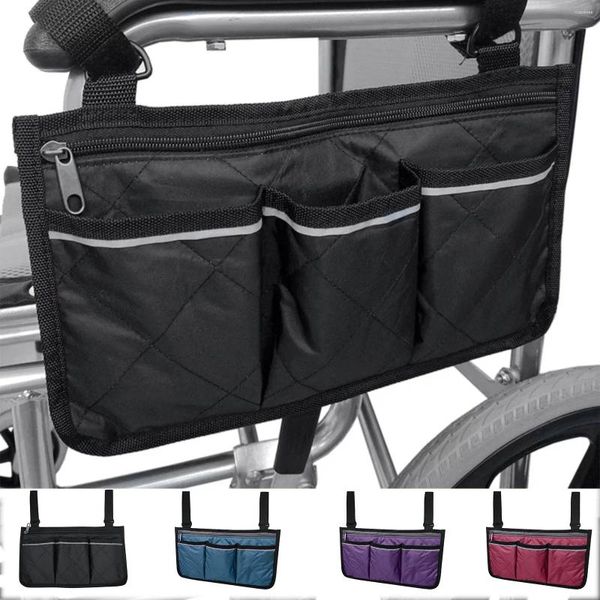 Sacs de rangement 1pcs Sac latéral d'accoudoir de fauteuil roulant Poche portable adaptée à la plupart des roues de marche et des accessoires d'équipement mobile