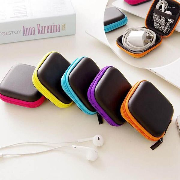 Bolsas de almacenamiento 1 Uds organizador de cables USB con cremallera caja de auriculares Mini cajas de auriculares bolsa de forma cuadrada portátil