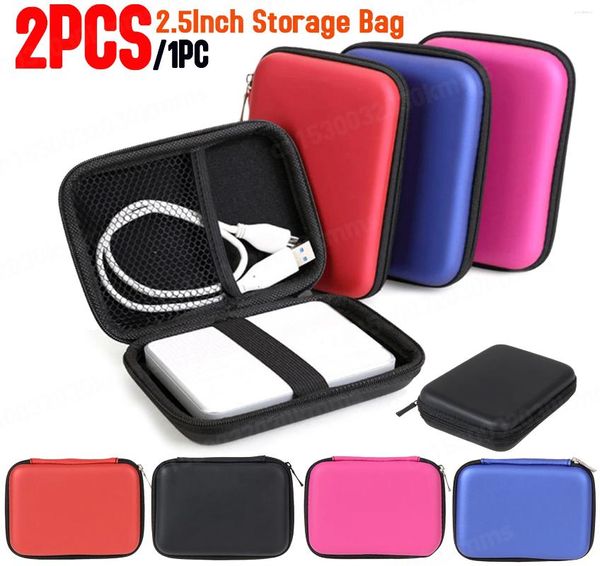 Bolsas de almacenamiento 2/1PC 2,5 pulgadas HDD Box Bag Case Disco duro portátil para protección externa Negro / Rojo / Azul