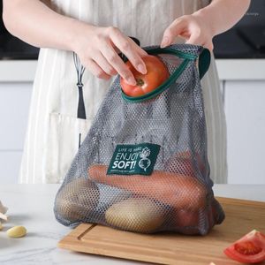Opbergzakken 2/4 Stks Herbruikbare Groente Mesh Bag Keuken Fruit Ui Aardappel Knoflook Ademend Wasbaar Organisator Opknoping
