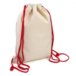 Sacs de rangement 2 paquets de cordon vierge de sublimation 25,9 x 19,2 pouces bricolage de Noël avec décorations de cordes rouges classiques sac cadeau
