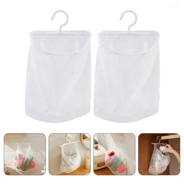 Bolsas de almacenamiento 2 PCS Juguetes de baño para bebés Bolsa de malla Suministros de cocina Bolsa colgante de red de cebolla Soporte de fruta blanca para ir de compras