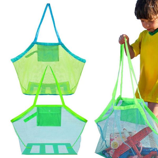 Sacs de rangement 2 pièces grande capacité fourre-tout femmes vacances maille sac de plage pliable doux sable jouet enfants mer coquille pour l'essentiel