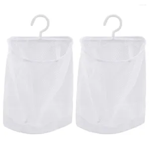 Opbergtassen 2 pc's mesh tas ui keukenhouder wasmanden hangen voor een badkuipzak met hanger drogende net knoflook