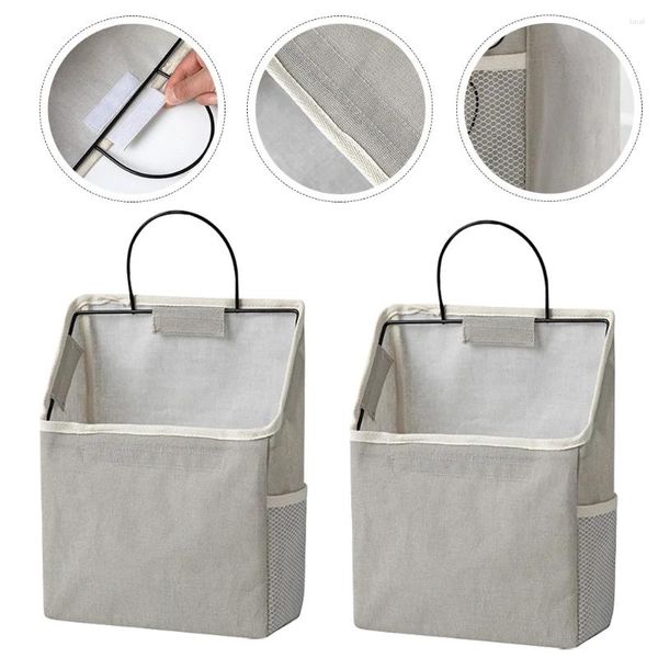 Bolsas de almacenamiento 2 juegos Bolsa montada en la pared Dormitorio Organizador colgante Bolsillos Puerta de lona para