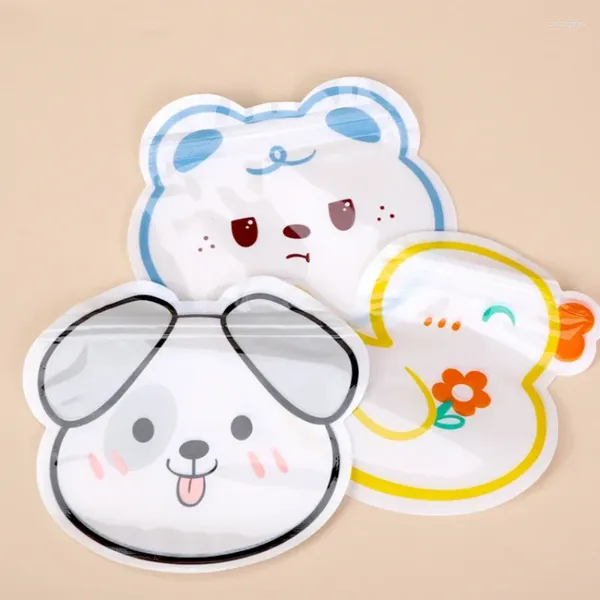 Bolsas de almacenamiento 20/50 piezas Lindo oso de dibujos animados en forma de bolsa de embalaje sellada para compartir joyería para niños Pequeño regalo Candy