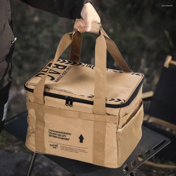 Sacs de rangement 20 L Sac de pique-nique Ustensiles de cuisine avec poignée Camping Randonnée Repas pour Beach Road Trip Voyage