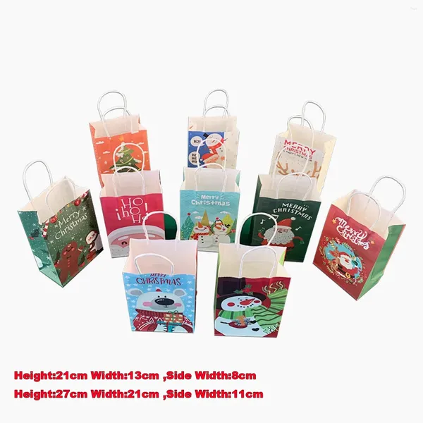 Sacs de rangement 20 PC papier de Noël bonbons cadeaux de vacances shopping kraft dessin animé joli emballage