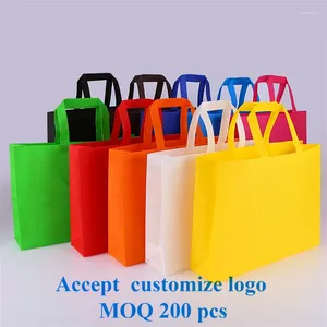 Sacs de rangement 20 pièces, sac Non tissé avec Logo imprimé personnalisé, sac cadeau/promotion, poignée à main, sac en tissu Non tissé pour la mode/shopping