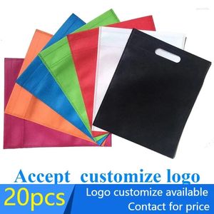 Opbergtassen 20 stuks aangepast logo platte niet geweven tas winkeldoek voor kledingpruiken één kleur dubbelzijdig afdrukontwerp