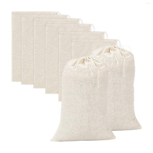 Bolsas de almacenamiento 20 piezas grandes de muselina de algodón con cordón para té (8 x 12